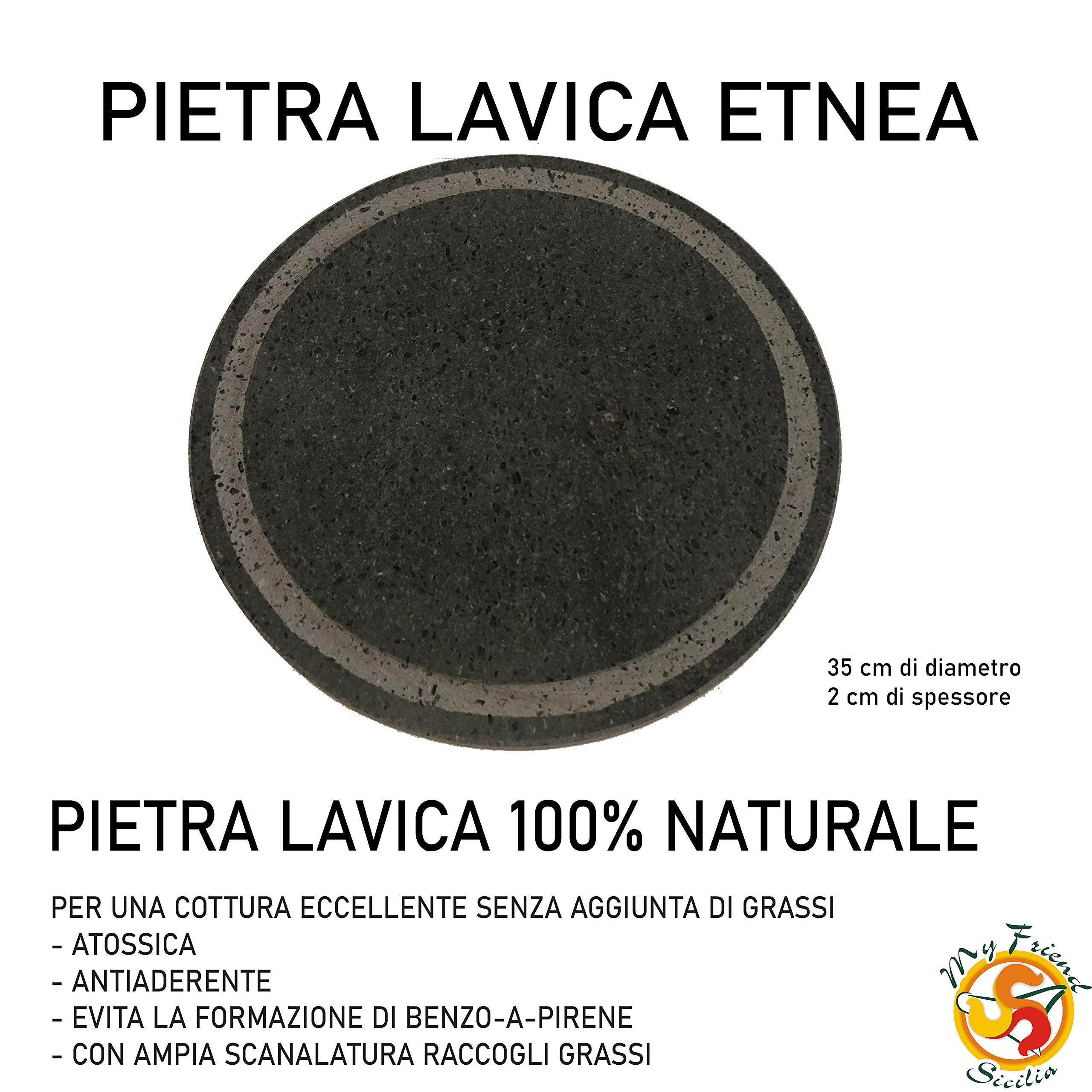 Etna Lava Stone Grill Round Diameter 35 cm with Groove - Ideal for WEBER BBQ or SMEG Oven