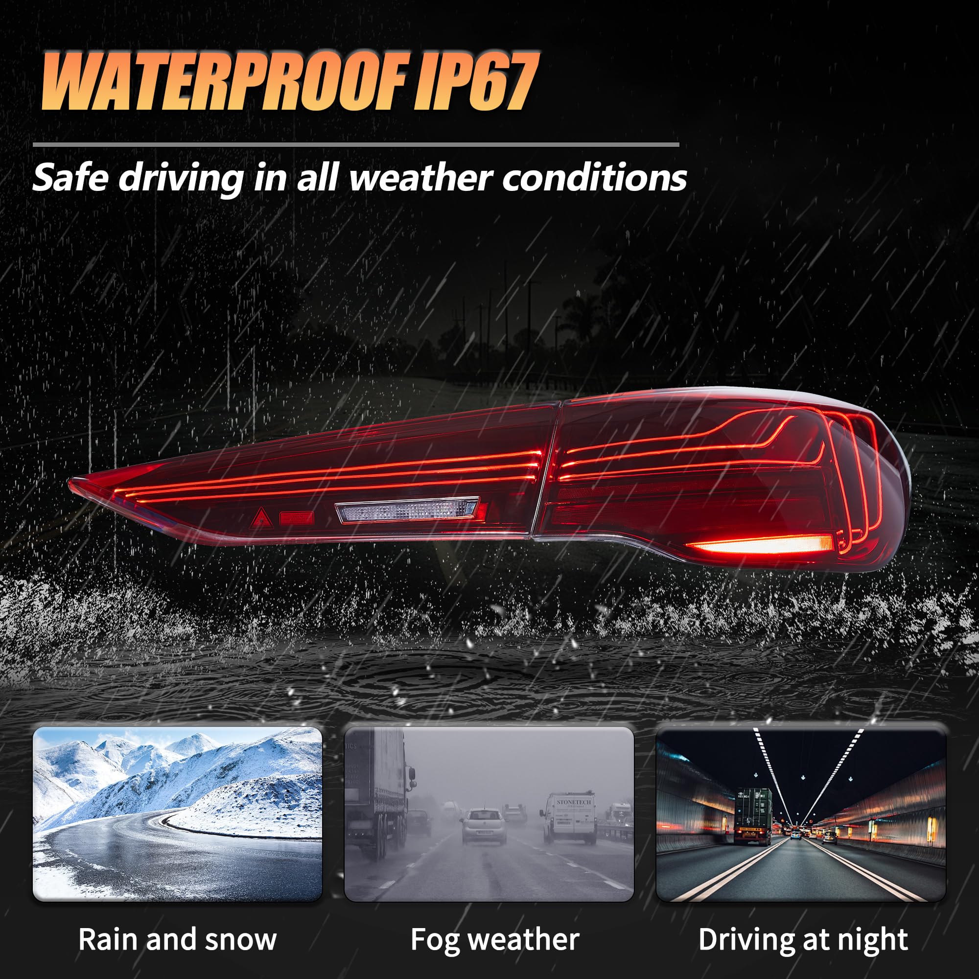 VLAND OLED Rear Lights Compatible With 4 Series G22/G23/G26, M4 G82 G83 2021-2023, Tail Lights Assembly w/Startup dynamic display - Smoked