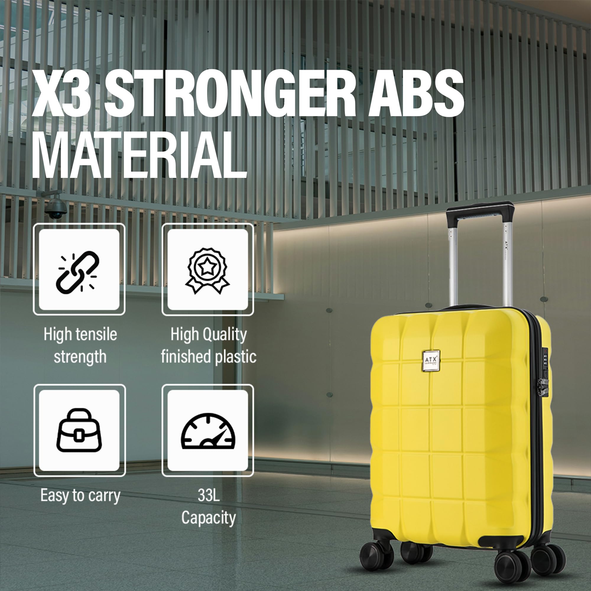 ATX Luggage Suitcase Large on 4 Dual Spinner Wheels Super Lightweight ABS Hard Shell Hold Check in with Built-in TSA Lock (Orange, 110 Liter)