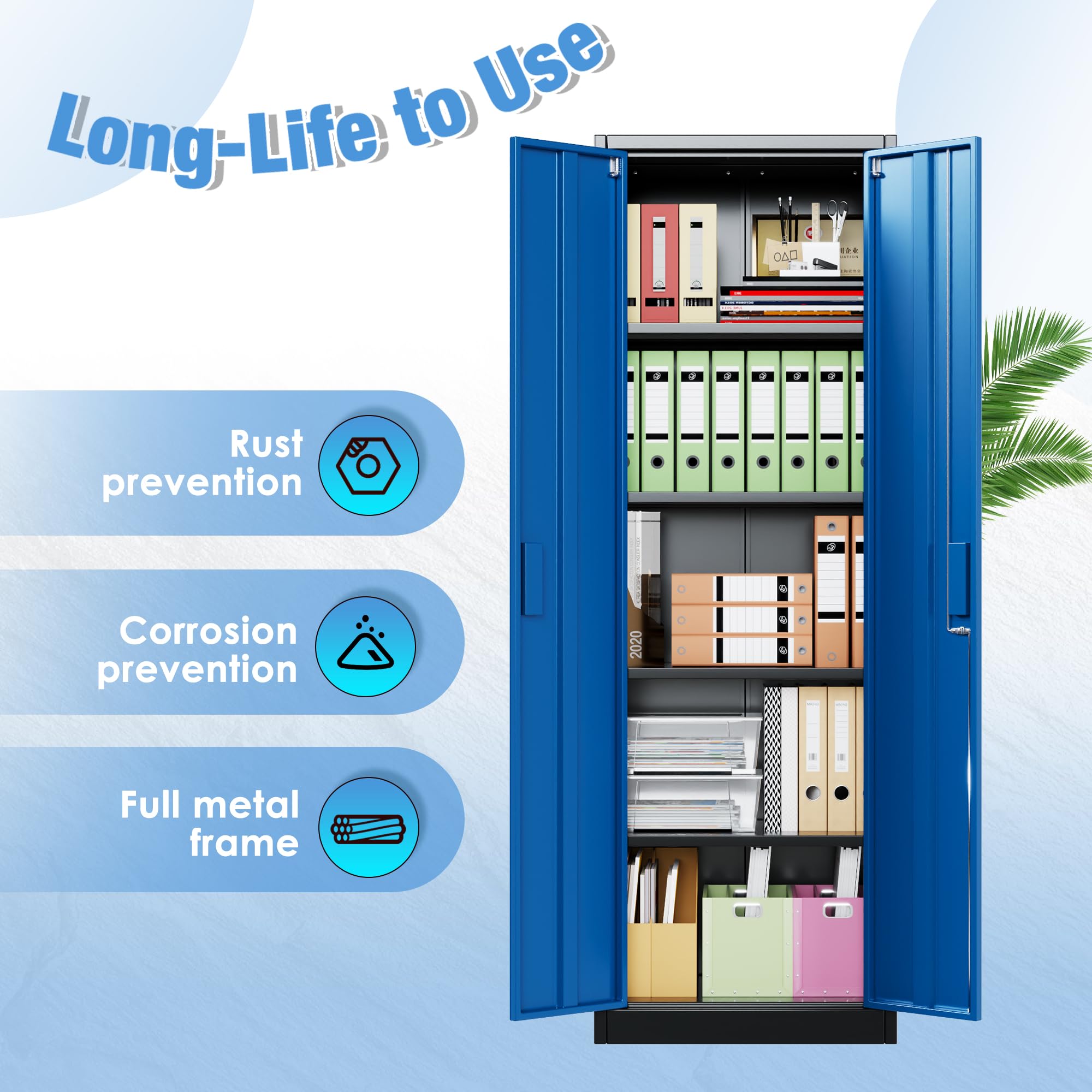 Metal Storage Cabinet with 2 Door and 3 Adjustable Shelves,140X80x40CM Steel Cabinet for Warehouse,Garage,Home,Office,Easy Assemble Required(Black/White)