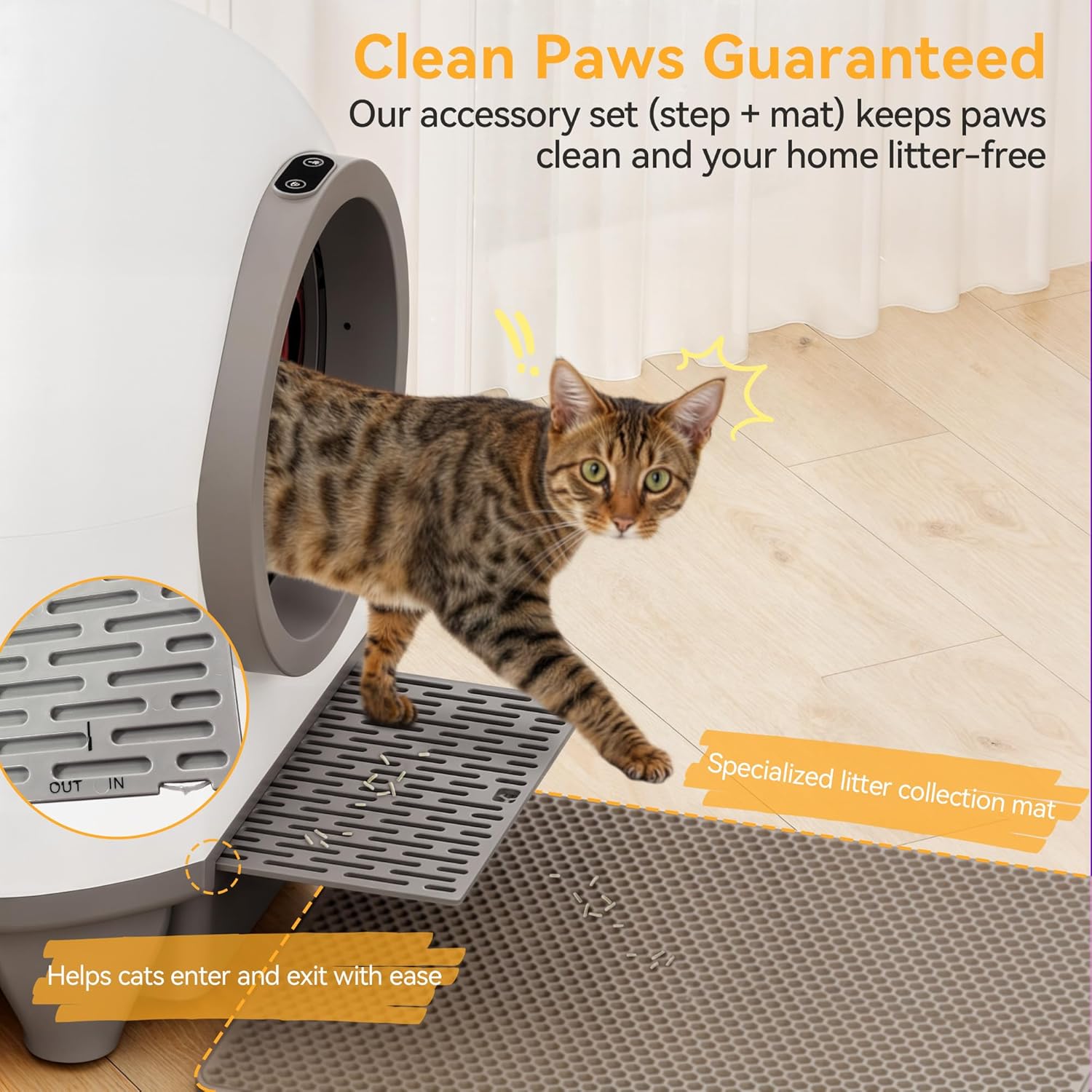 Devoko 90L Self cleaning cat litter tray,APP Control,9 safety sensors,Easy Clean litter robot,Extra Large litter boxes for Multiple Cats,Anti-pinch Smart Robot,Automatic cat litter tray for Multi-Cats