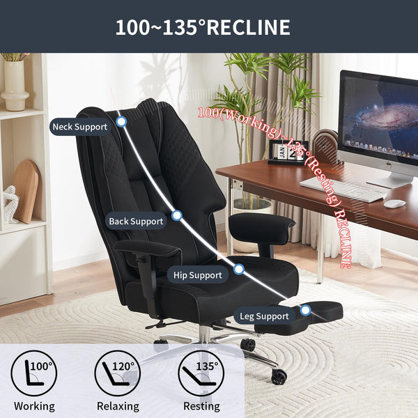 EXCEBET Ergonomic Office Chair – High Back PU Leather Executive Desk Chair with Adjustable Armrests, Swivel Computer Chair for Home/Office, Heavy Duty Support up to 400 lbs