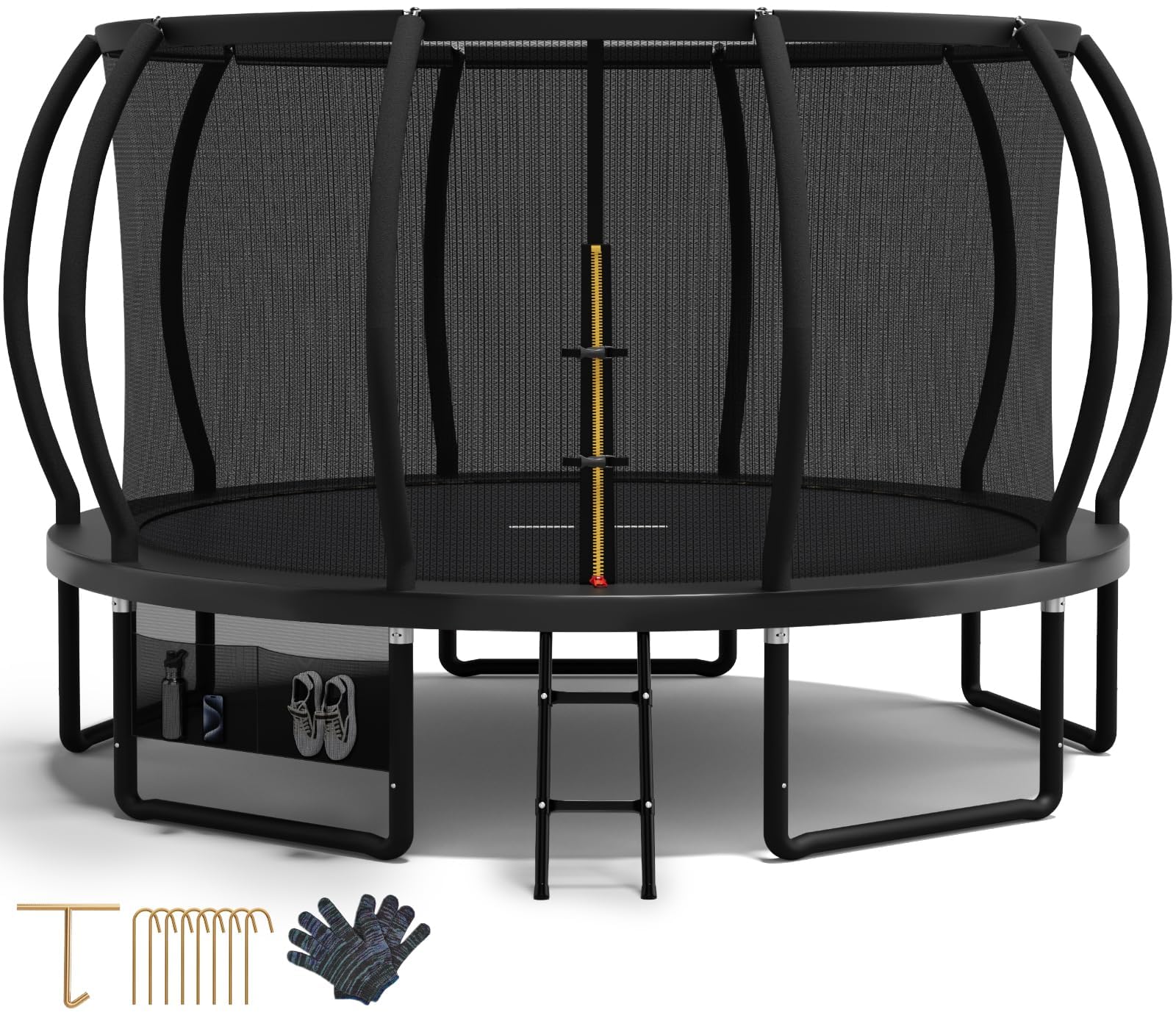 Devoko Outdoor Trampoline 7.5ft/10ft/12ft/14ft GS Certified Garden Trampoline With Safety Net,Non-Slip Ladder& Shoe Organiser,Available For Toddlers And Adults,Up to 150kg