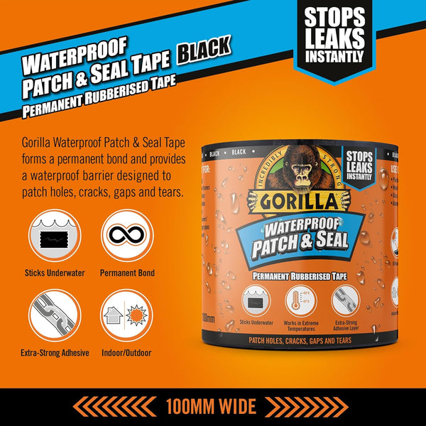 Gorilla Waterproof Patch & Seal Tape Black 3m