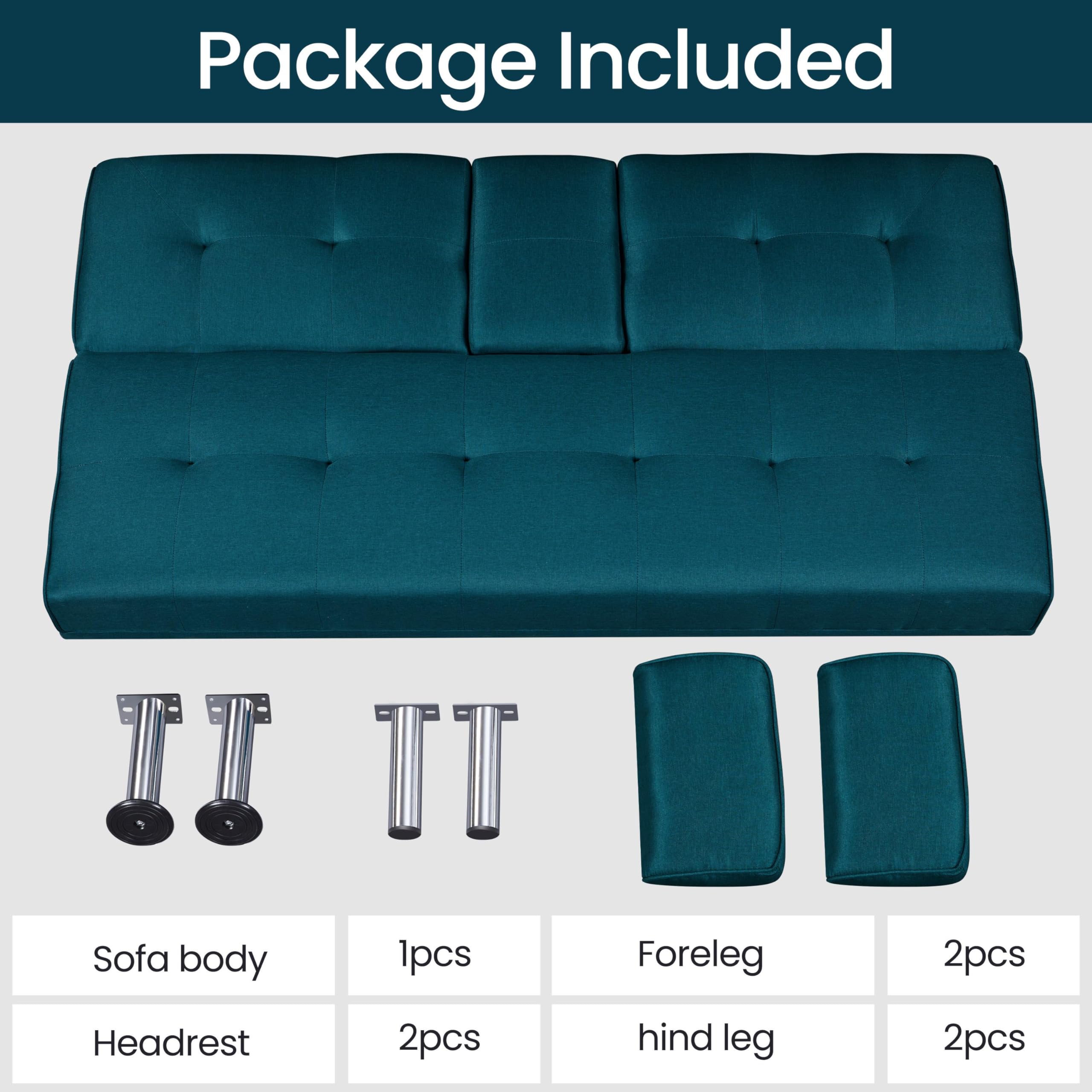 Yaheetech Sofa Bed Fabric Click Clack Sofa Bed with 2 Cup Holders, Convertible Futon Settee, Futon Recliner Lounge for Living Room, Spare Room, Bedroom, Black