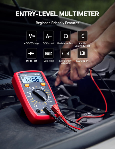 AstroAI Digital Multimeter Voltmeter Ohmmeter Ammeter Multi Tester Meter with Backlit LCD Electronic Test Meter