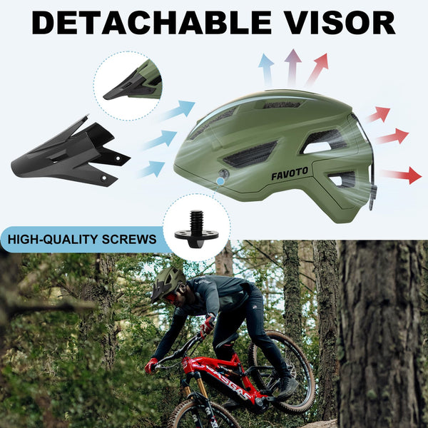 Favoto Mountain Bike Helmet Lightweight - MTB & Road Bicycle Helmet for Men Women - Adjustable Cycling Helmet for Adults Youth with CE Certificated
