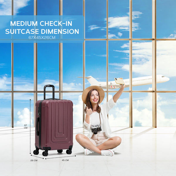 Flight Knight Premium Lightweight Suitcase - Built-in TSA Lock - 8 Spinner Wheels - ABS Hard Shell Check in Highly Durable Luggage - Medium - 67x45x26cm