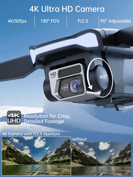 2650 ft Control Range Super Endurance Foldable Drone with Camera for Beginners–60+ min Flight Time, WiFi Quadcopter with 4K HD Camera, Brushless Motor, Auto Hover, Follow Me (3 Batteries)