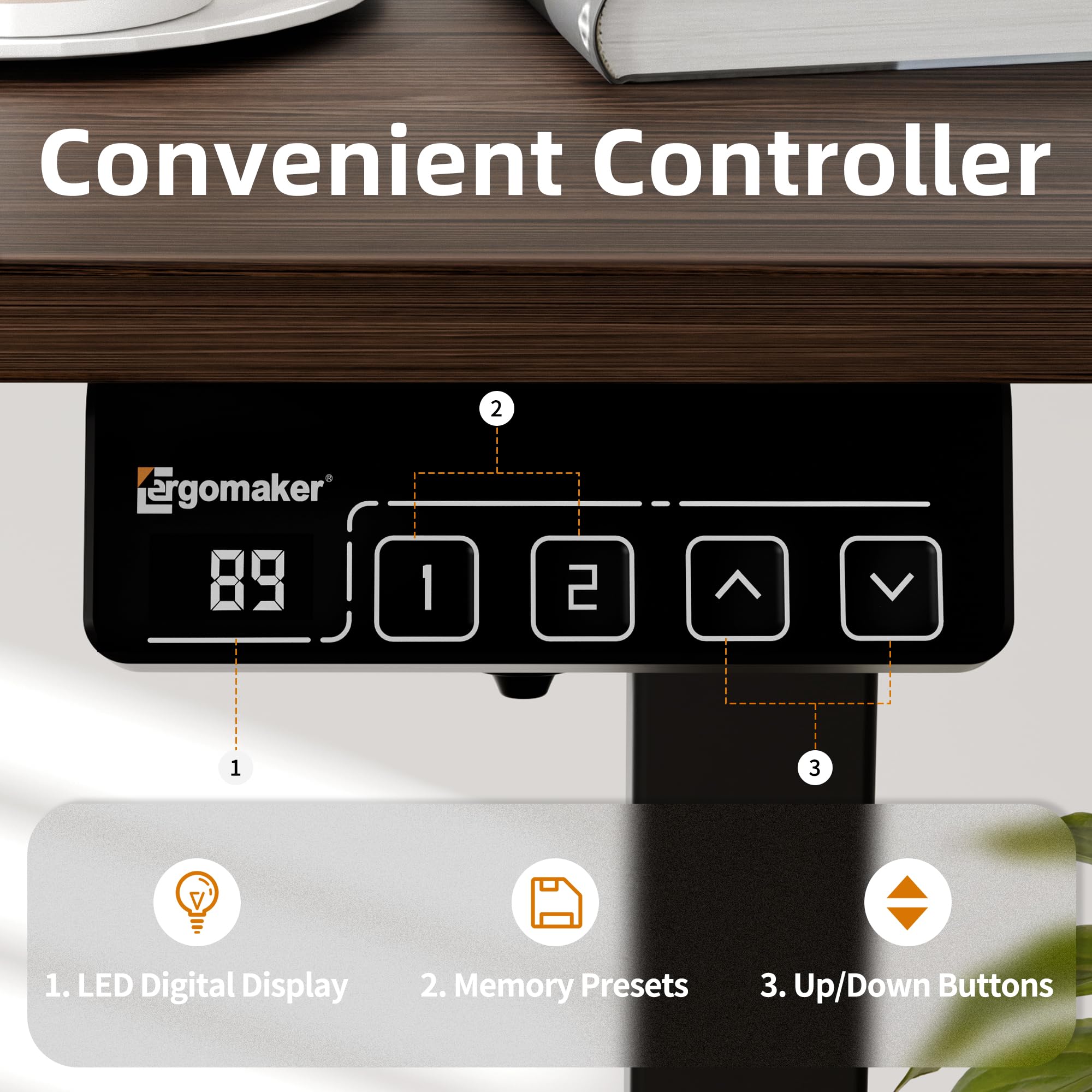 ERGOMAKER Electric Height Adjustable Standing Desk 80x60cm (31.5"x23.6"), Sit Stand Desk with Splicing Top for Home Office (Black Frame + Black Desktop)