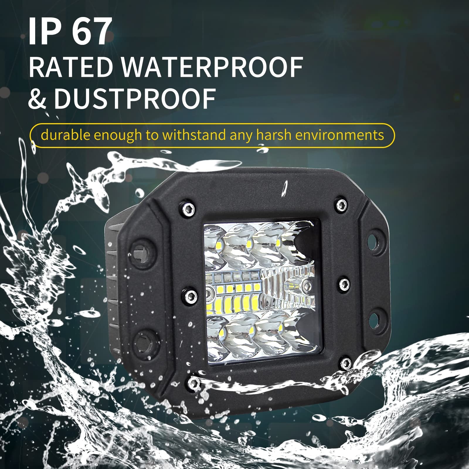 RIGIDON 2 Pcs Led Work Light, 5 inch 42W Spot Beam, 12V 24V Driving Lights Lamp for Car Off road Boat Truck 4x4 SUV ATV Tractors Excavator, 6000K White, Fog Lamp