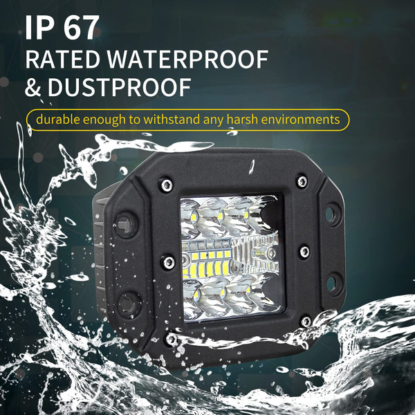 RIGIDON 2 Pcs Led Work Light, 5 inch 42W Spot Beam, 12V 24V Driving Lights Lamp for Car Off road Boat Truck 4x4 SUV ATV Tractors Excavator, 6000K White, Fog Lamp