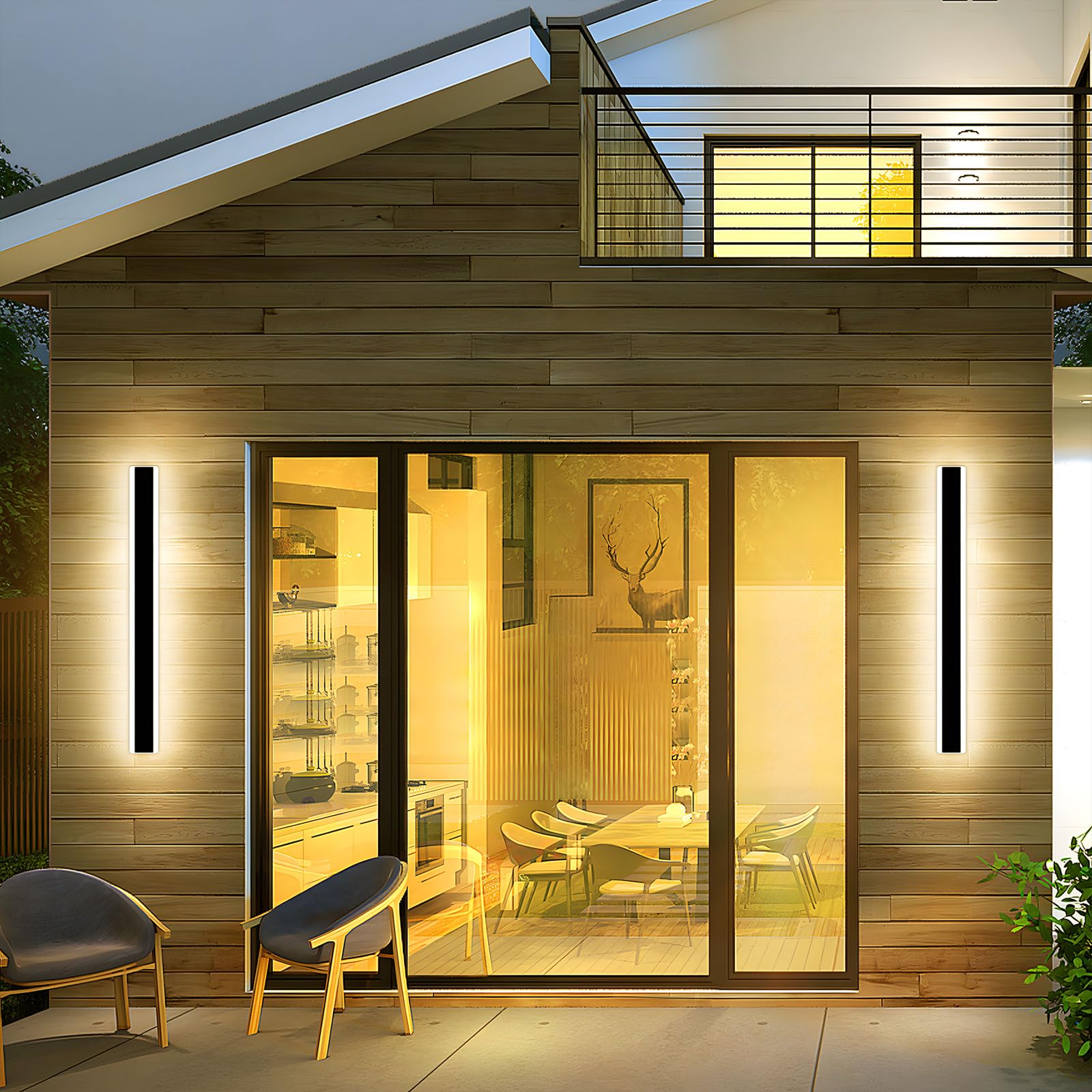 Mikeru 6500k Cool White Outdoor Wall Light, 150cm Modern Porch Wall Light, LED Vertical Long Acrylic Garden Fixture, IP65 Waterproof for Balcony, Living Room, Garage, Patio