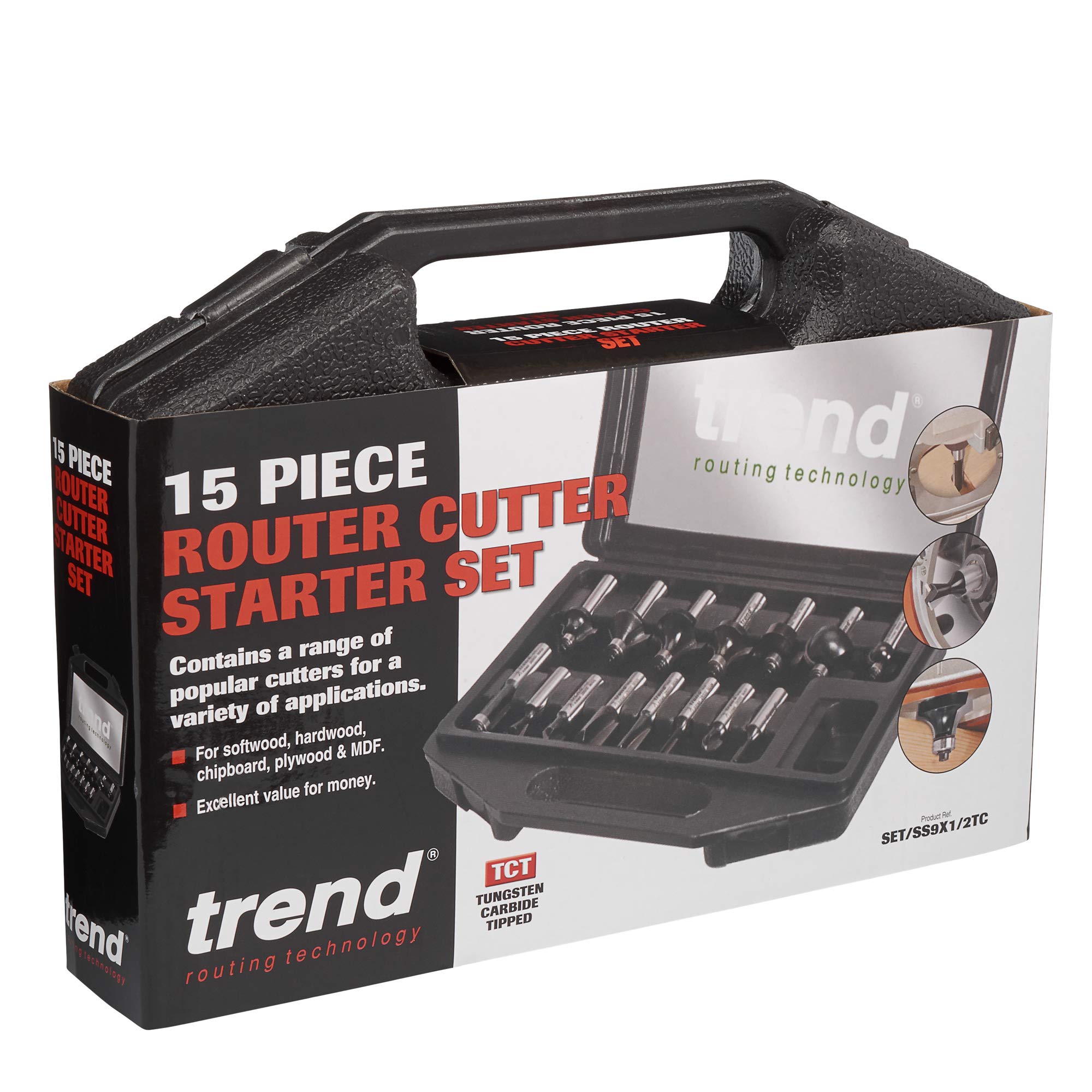 Trend 30 Piece Router Bit Starter Set, 1/4 Inch Shank, Tungsten Carbide Tipped, Aluminium Case Included, SET/SS31X1/4TC