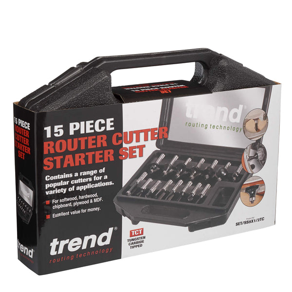 Trend 30 Piece Router Bit Starter Set, 1/4 Inch Shank, Tungsten Carbide Tipped, Aluminium Case Included, SET/SS31X1/4TC