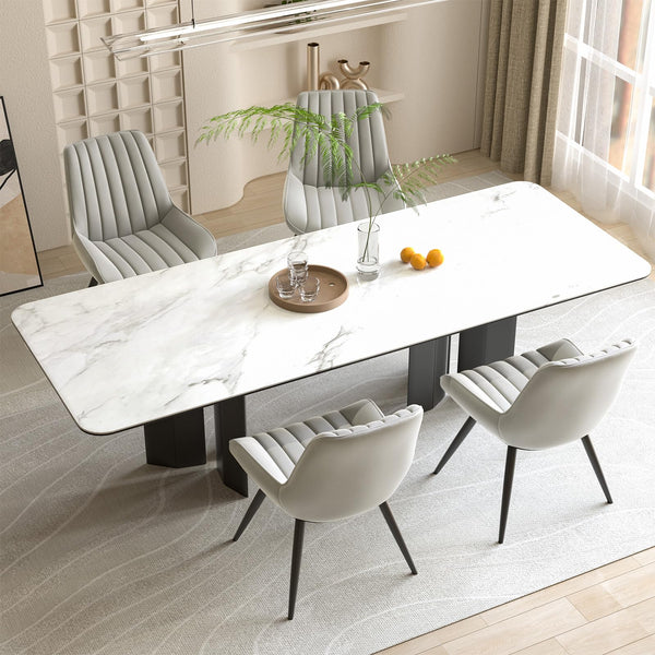 Hawthyhome Dining Chairs Set of 4 |Upholstered Chairs with 10cm Thick Seat Cushion •Upholstered Fabric Dining Chair •Kitchen Chair with Backrest •Modern Armchairs with Metal Legs •Dark Grey