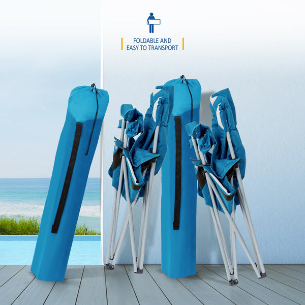 SUNMER Set of 2 Folding Camping Chairs, Extra-Wide Lightweight Outdoor Chairs with Armrests, Cup Holder and a Side Pocket, 120kg Capacity per Chair - Black