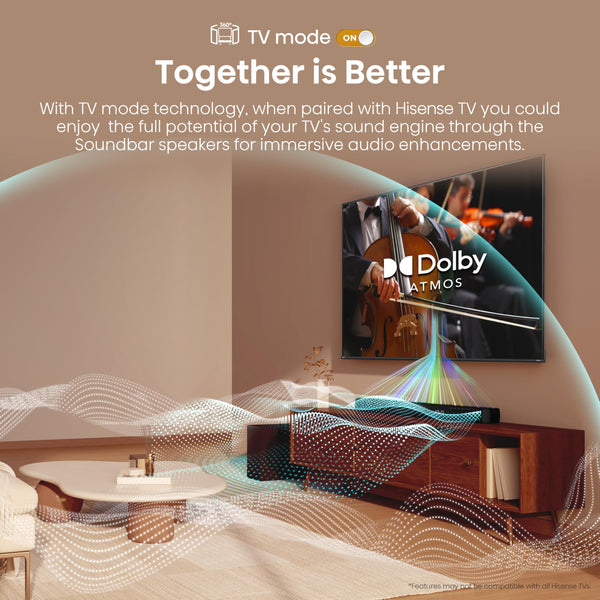 Hisense AX5125H 5.1.2 Channel 500W Dolby Atmos Soundbar with Wireless Subwoofer& Up Firing Speakers& Turly Wireless Rear Speakers