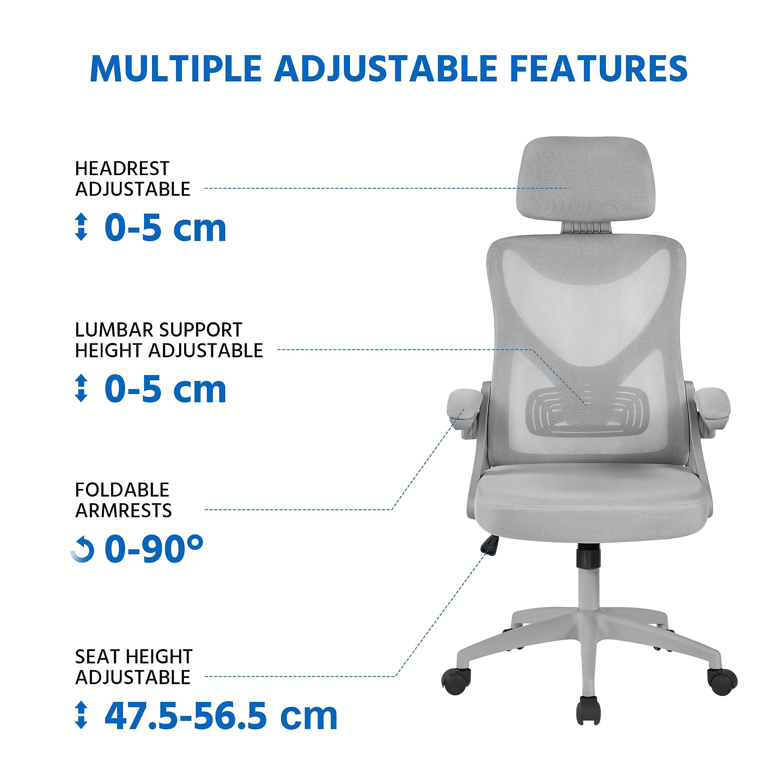 Yaheetech High Back Home Office Chair Ergonomic Swivel Desk Chair with Arms and Height Adjustable Back Support for Home Study or Manager Work White/Pink