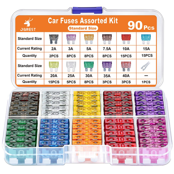 JOREST 300Pcs Car Fuses Assorted Kit, 160 Mini Blade Fuses Automotive + 90 Standard Mixed Fuses + 50 Micro Fuse Set + Fuse Puller – for RV Truck Motorcycle(2Amp 3A 5A 7.5A 10A 15A 20A 25A 30A 35A 40A)