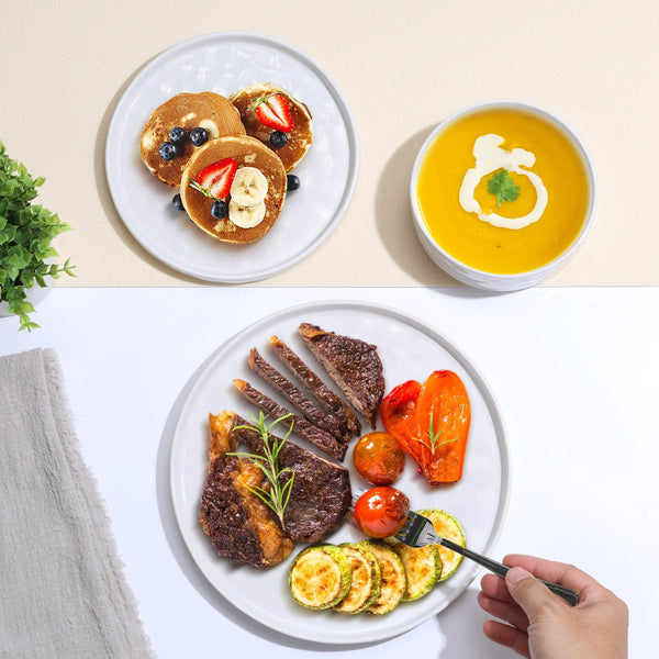 Homikit Dinner Sets for 6 People, 18-Piece Reactive Glaze Plates and Bowls Set, Elegant Dinnerware Stoneware for Kitchen, Healthy & Scratch Resistant,