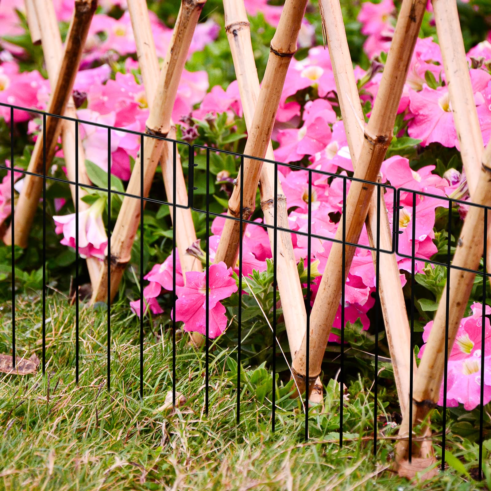 10.8 Feet Portabl Pet Dog Fence Outdoor, 10 Panels 17in H x 13in W Adjustable Garden Border Fencing for Dogs, Puppy Proof Barrier with Easy