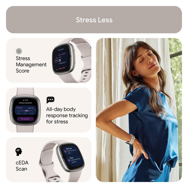 Google Fitbit Sense 2 Health and Fitness Smartwatch with built-in GPS, advanced health features, up to 6 days battery life - Compatible with iOS 15 or higher & Android OS 9.0 or higher