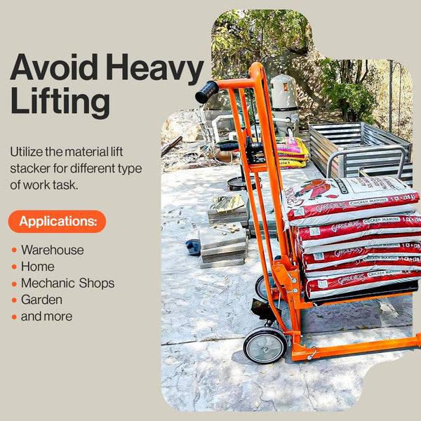 SuperHandy Hardware Lift Winch Stacker, Pallet Truck Cart, Lift Table, Fork Lift, Max Lift 150kg, 40" with 8" Wheels, Swivel Casters