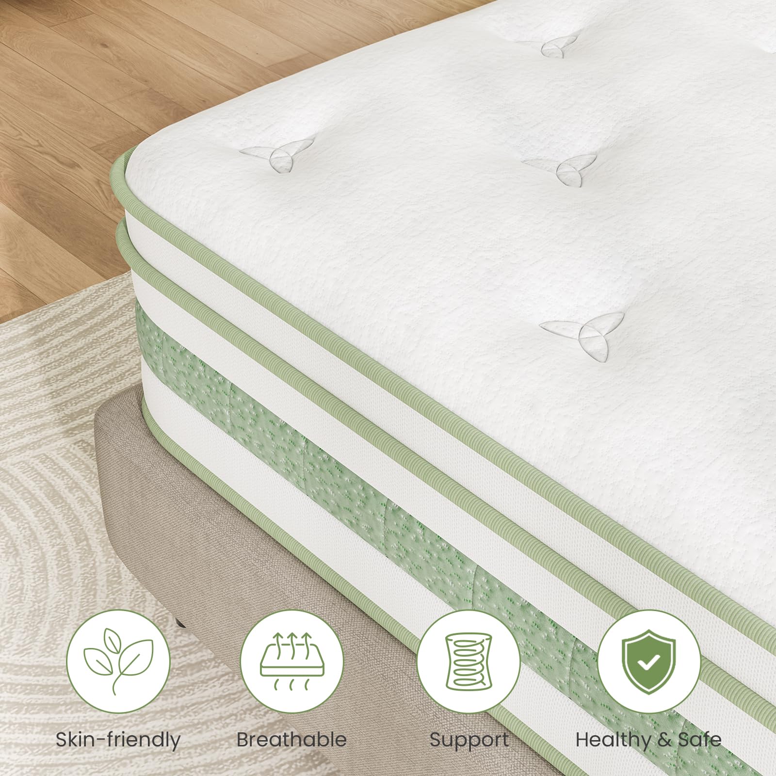 Uliyati Double Mattresses 4FT6, 10 Inch Gel Memory Foam Pocket Sprung Hybrid Mattress, 7-Zone Orthopedic & Motion Isolation, Medium Firm, 135x190x25cm