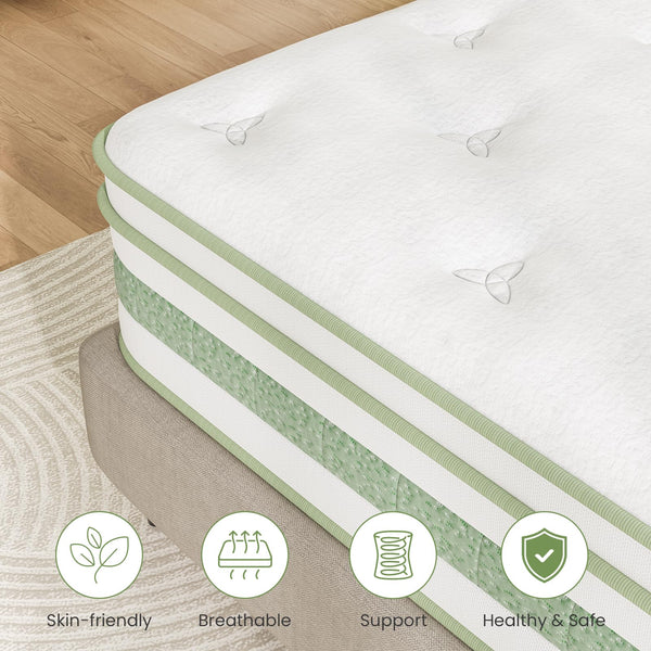 Uliyati Double Mattresses 4FT6, 10 Inch Gel Memory Foam Pocket Sprung Hybrid Mattress, 7-Zone Orthopedic & Motion Isolation, Medium Firm, 135x190x25cm