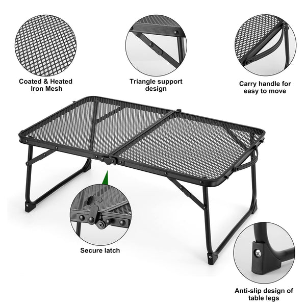 Odoland Portable Camping Table Ultralight Aluminum Folding Picnic Table Small Camp Table for Beach Hiking Backpacking Outdoor Indoor Picnic RV BBQ Black