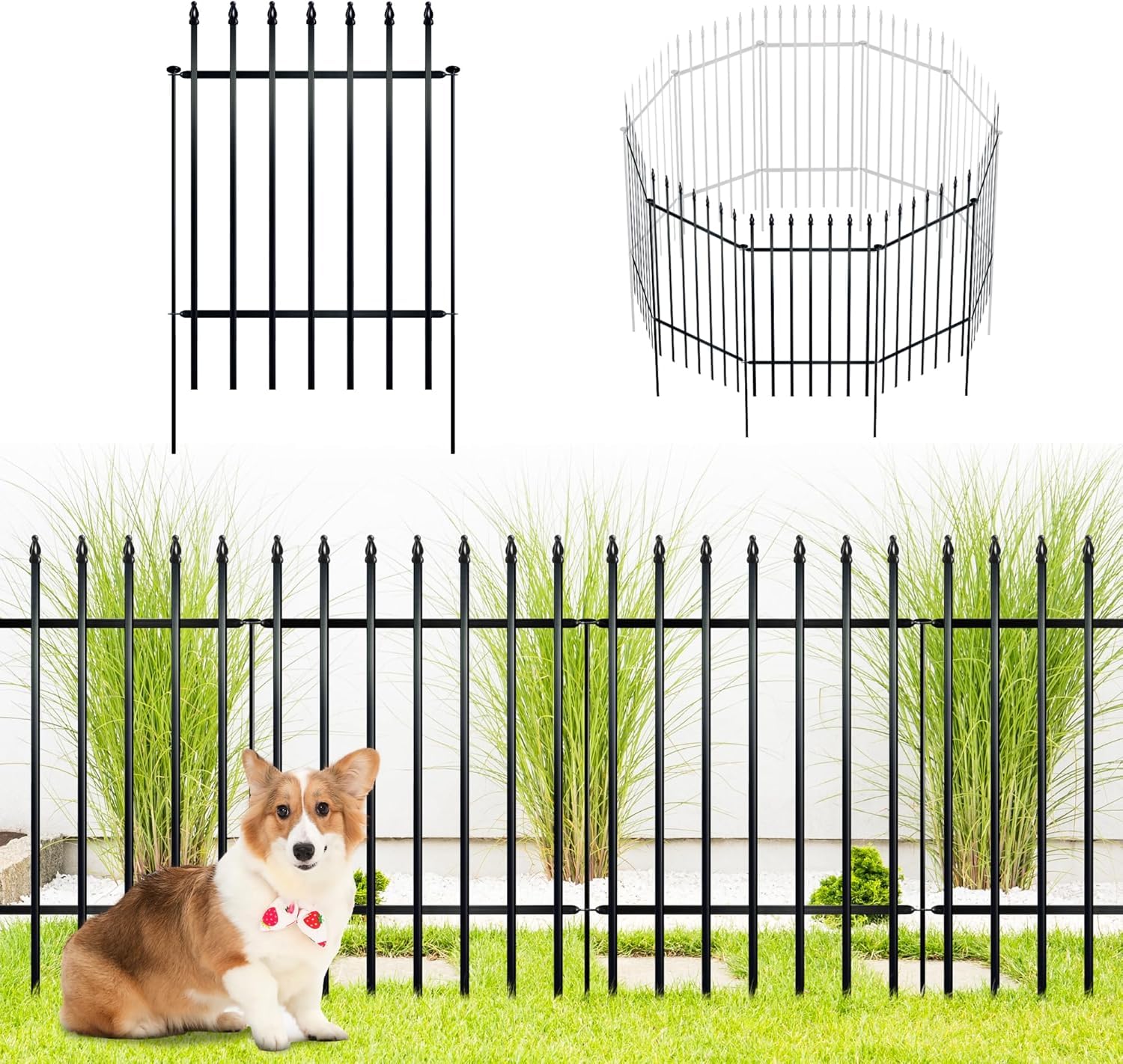 ARIFARO Decorative Metal Garden Fence 71cm high x 56cm Wide 5 Pack, Animal Barrier for Dog Pet, Border Garden Fencing for Outdoor Patio Lawn Yard