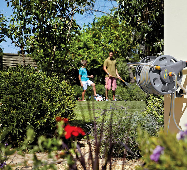 HOZELOCK - Hose Reel 60m 2-in-1 (Reel and Wall Fixings Only) : Free-standing or Wall-mounted, Reel With Lightweight, Robust Main Body for Durability