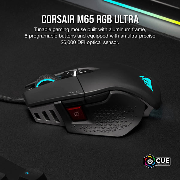 CORSAIR M65 RGB ULTRA WIRELESS Tunable FPS Gaming Mouse – 26,000 DPI – Sub-1ms Wireless – Weight System – Up to 120hrs Battery – iCUE Compatible – PC, Mac, PS5, PS4, Xbox – Black