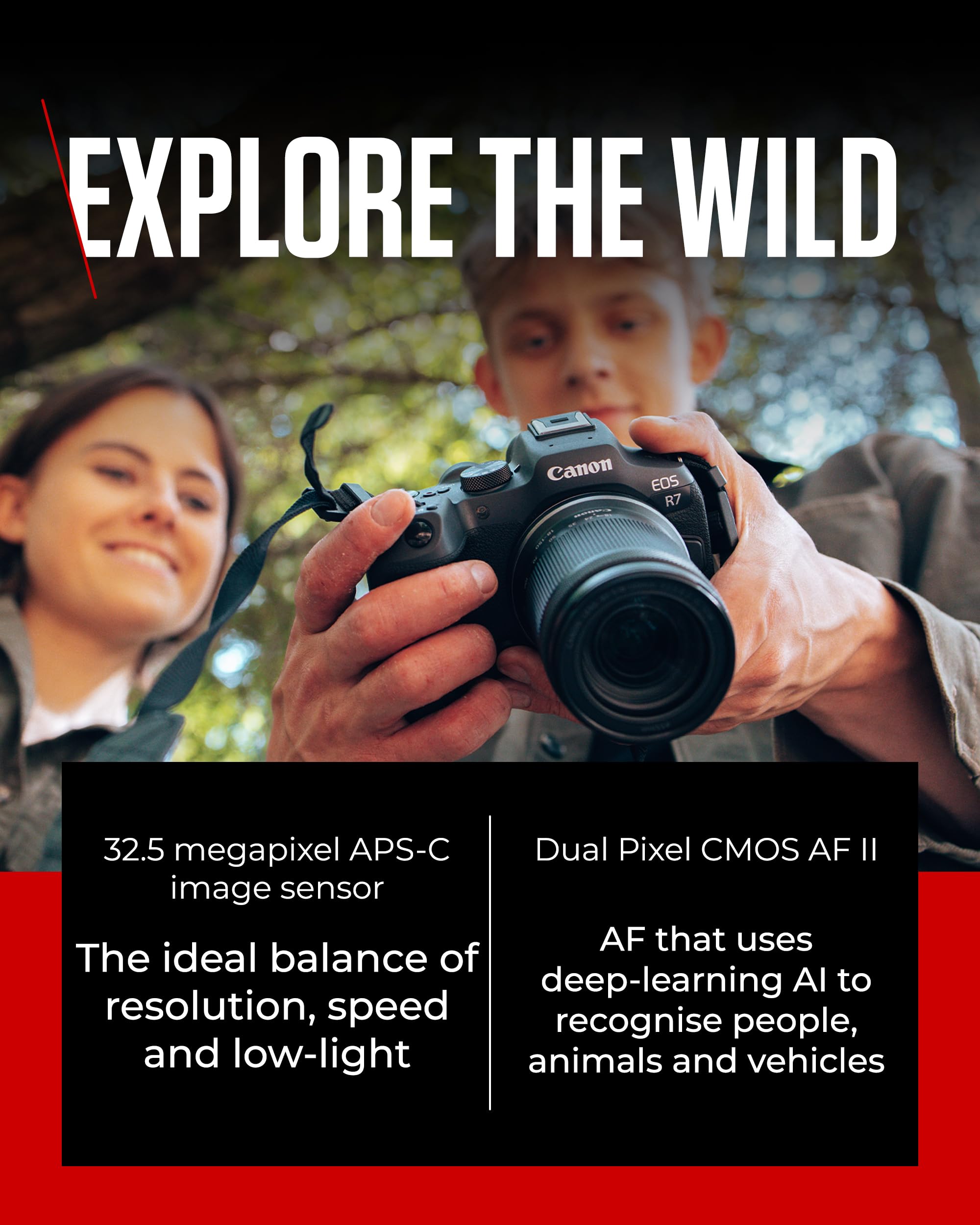 Canon Mirrorless Cameras EOS R7 Body - 32.5 MP APS-C Sized Image Sensor - Dual Pixel CMOS AF II - 4K UHD Video - In-Camera Compositing - LCD Touchscreen - UVC/UAC Compatible