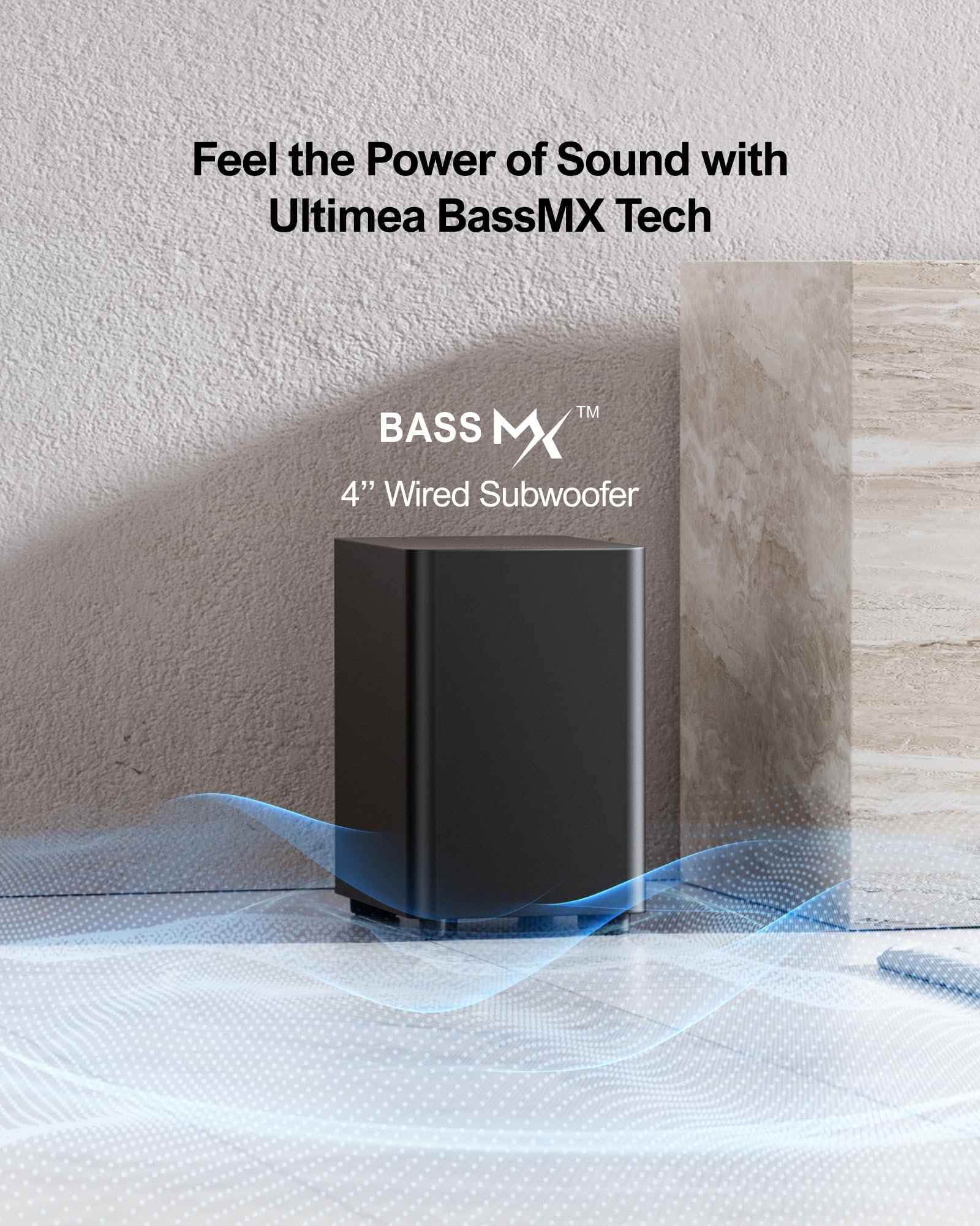 ULTIMEA 4.1ch Sound Bar for Smart TV with Subwoofer, App, Peak Power 200W, 2-in-1 Detachable Bluetooth 5.3 Soundbar, Bass Adjustable, 3 EQ Modes TV Sound Bar, ARC/Optical/Aux, Apollo S50 2025 Version