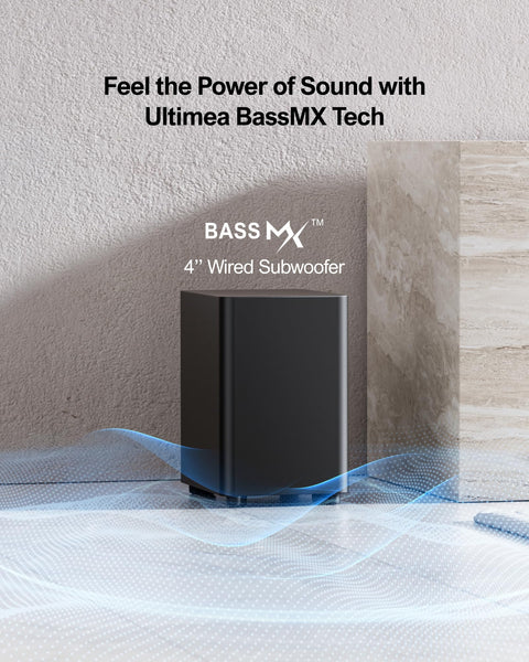 ULTIMEA 4.1ch Sound Bar for Smart TV with Subwoofer, App, Peak Power 200W, 2-in-1 Detachable Bluetooth 5.3 Soundbar, Bass Adjustable, 3 EQ Modes TV Sound Bar, ARC/Optical/Aux, Apollo S50 2025 Version