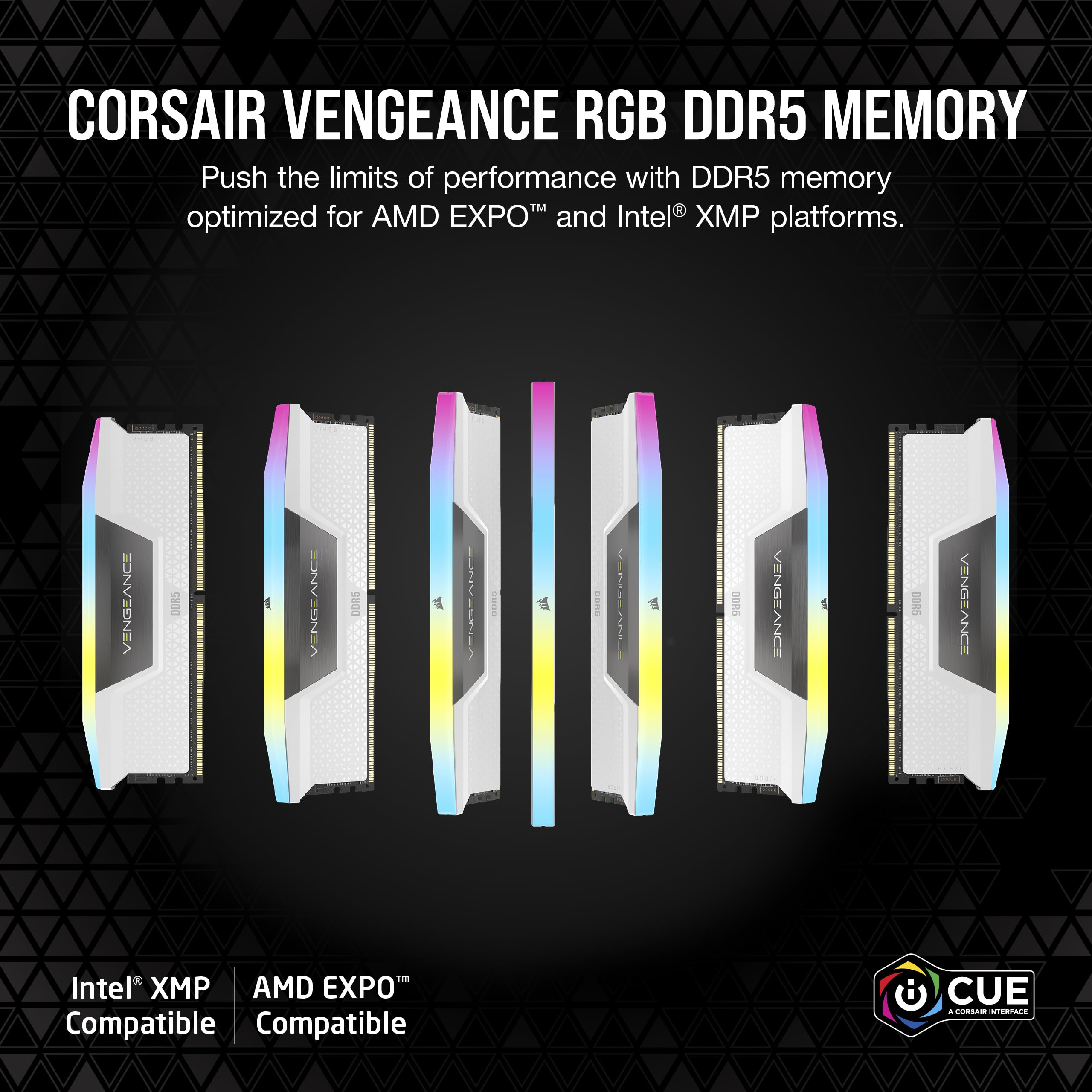 CORSAIR VENGEANCE RGB DDR5 32GB (2x16GB) DDR5 6000MHz CL30 AMD EXPO Intel XMP iCUE Compatible Computer Memory – Gray (CMH32GX5M2B6000Z30K)