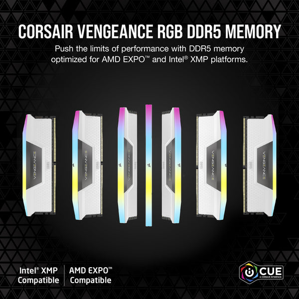CORSAIR VENGEANCE RGB DDR5 32GB (2x16GB) DDR5 6000MHz CL30 AMD EXPO Intel XMP iCUE Compatible Computer Memory – Gray (CMH32GX5M2B6000Z30K)