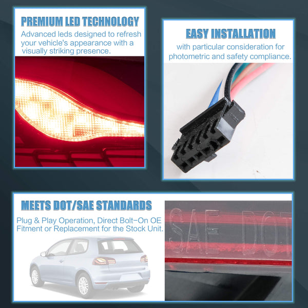 VLAND LED Tail Lights Fit for 2008-2013 Volkswagen Golf 6 MK6 TSI TDI GTD R(not for GTI/Variant/Cabriolet), Rear Lights with Sequential Turn Signal Indicators, E-mark, Red Smoked