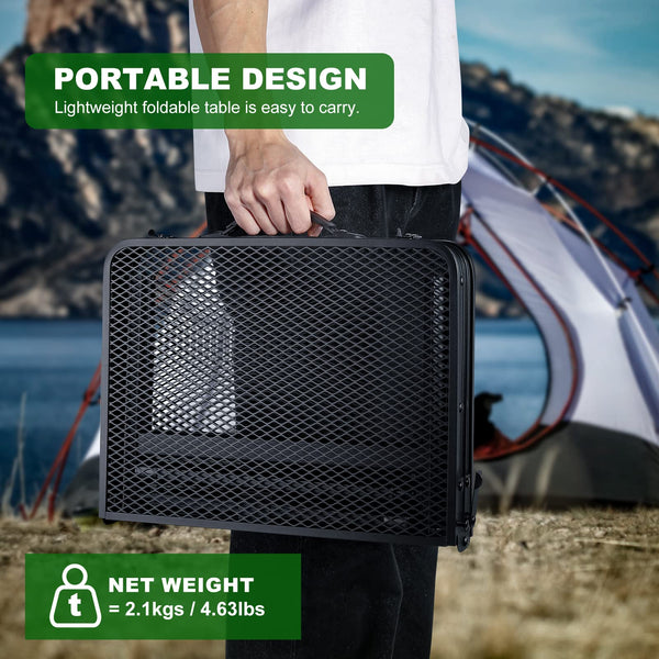 Odoland Portable Camping Table Ultralight Aluminum Folding Picnic Table Small Camp Table for Beach Hiking Backpacking Outdoor Indoor Picnic RV BBQ Black