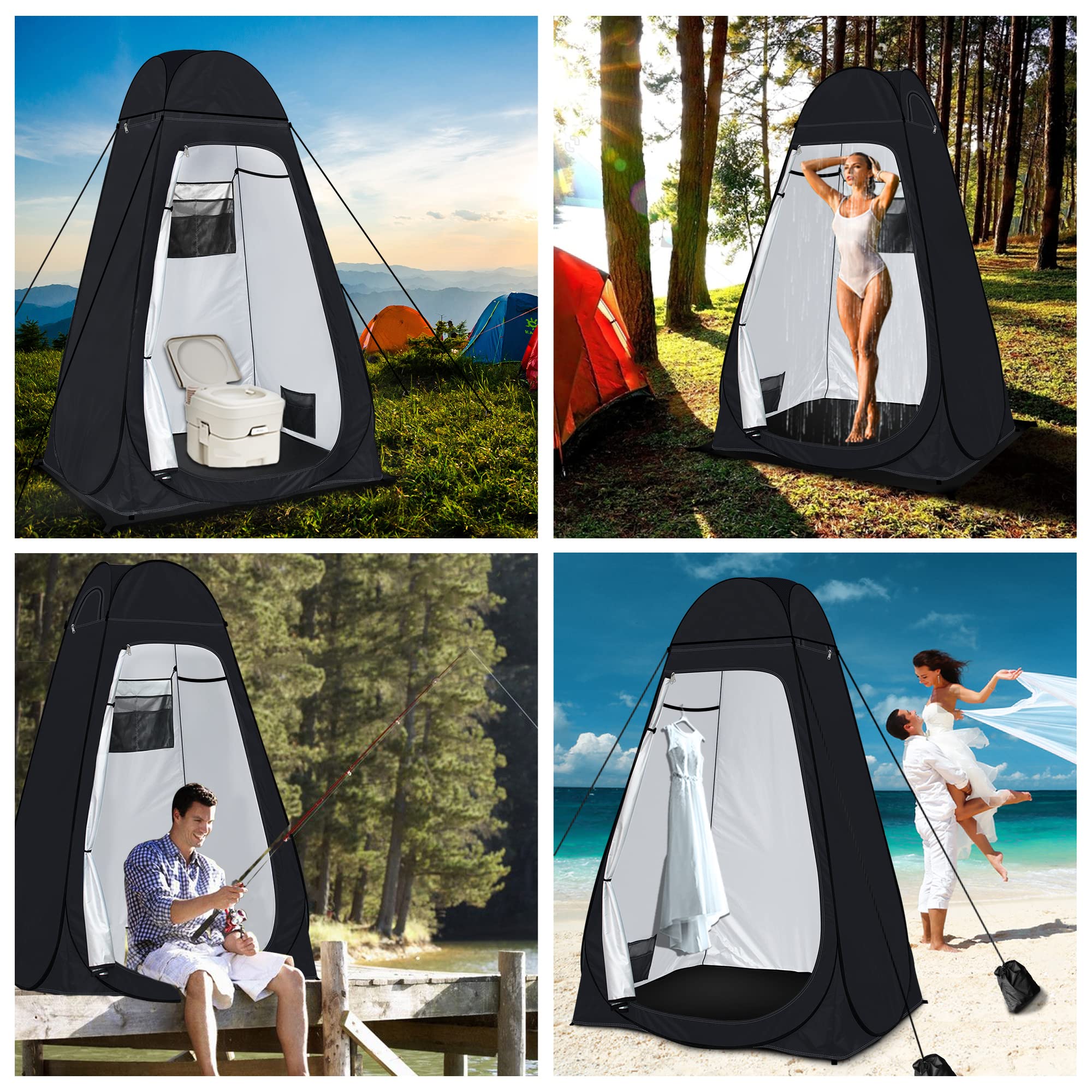 Pop Up Toilet Tent riggoo Portable Shower Toilet Tents for Camping Privacy Outdoor Changing Room for Beach Fishing Hiking Sun Shelter (UV Protection)