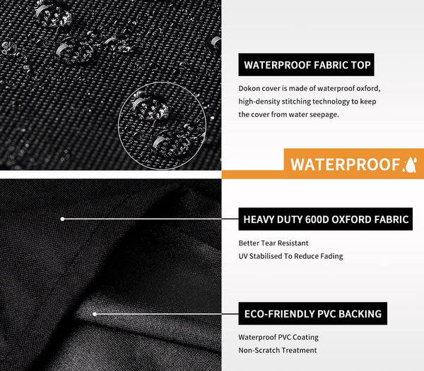 Dokon Garden Furniture Covers Waterproof Heavy Duty 600D Oxford Fabric Patio Table Cover with Air Vent Windproof Anti-UV Outdoor Table and Chairs