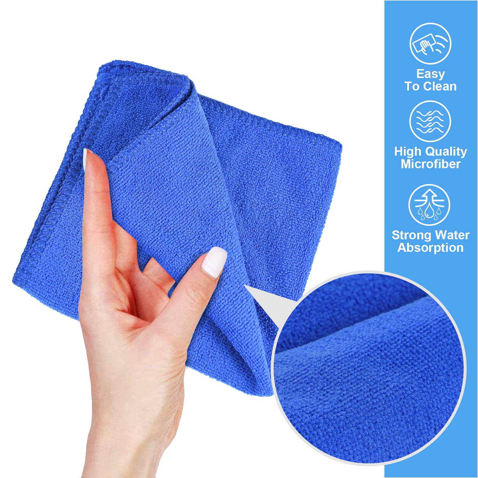 URAQT Microfibre Cleaning Cloths, 6 Pack, Two-layer Thickened Towels, Lint Free Super Absorbent Towel for Household and Car Washing, Drying, Detailing, 40x30cm