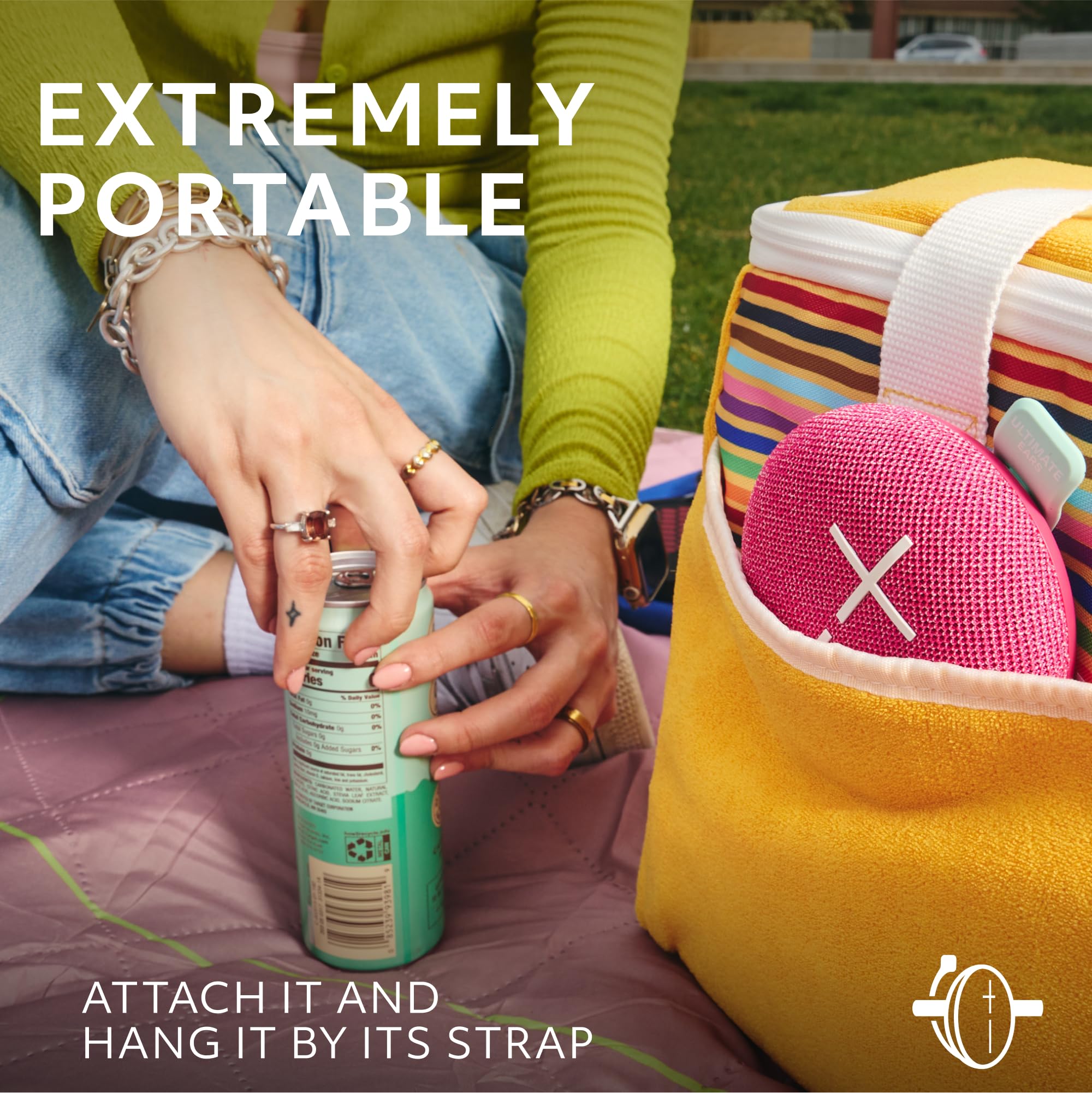 Ultimate Ears MINIROLL Ultra-Portable Waterproof Bluetooth Speaker, Big Bass, IP67 Dustproof, 40 m (131 ft) Range - Calming Pink