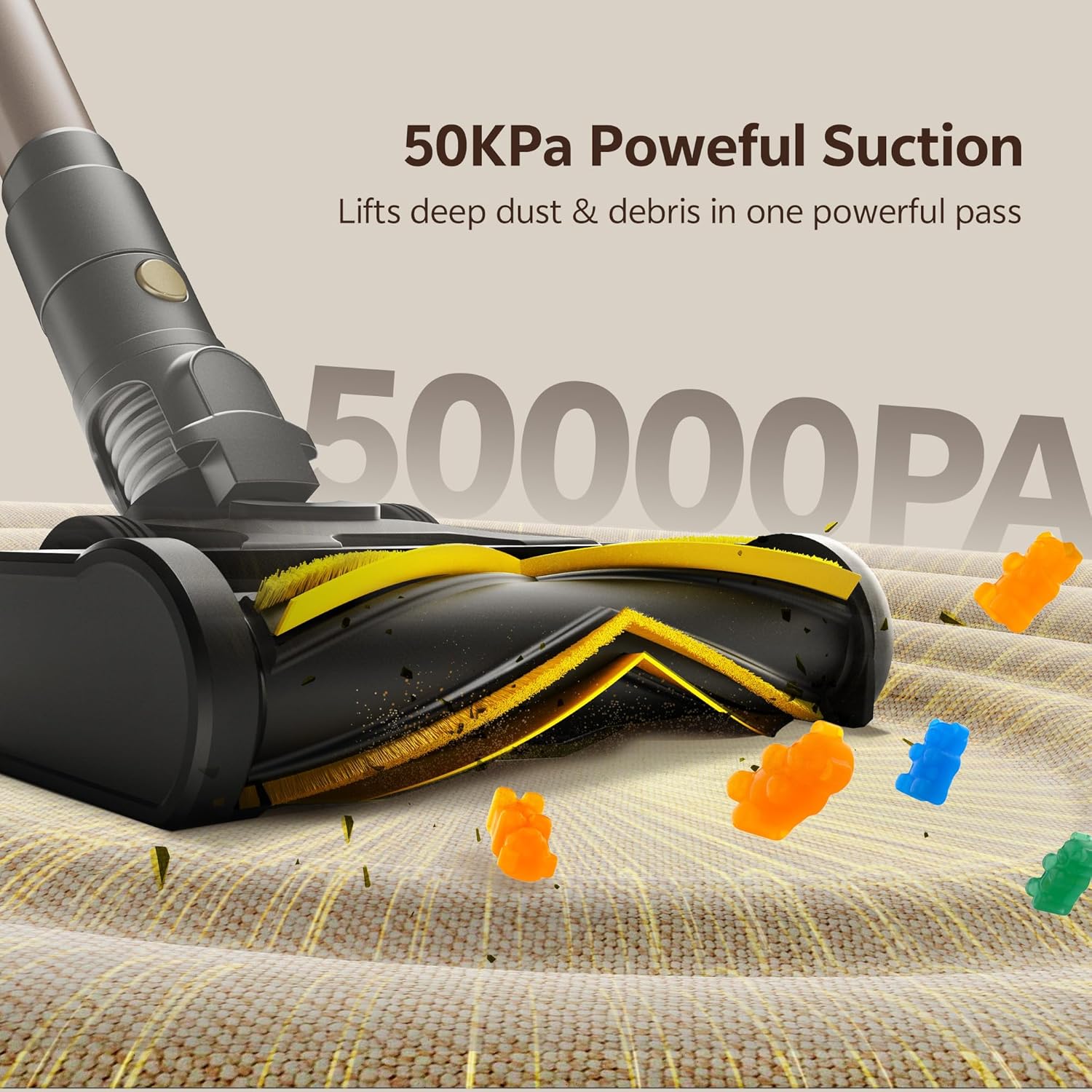 Ultenic U15 Cordless Vacuum Cleaner 50000Pa/65Min Runtime, Anti-tangle Brush with GreenEye Technology, Self Standing Stick Vacuum, Telescopic Tube, Ideal for All Floors, Carpet & Pet Hair