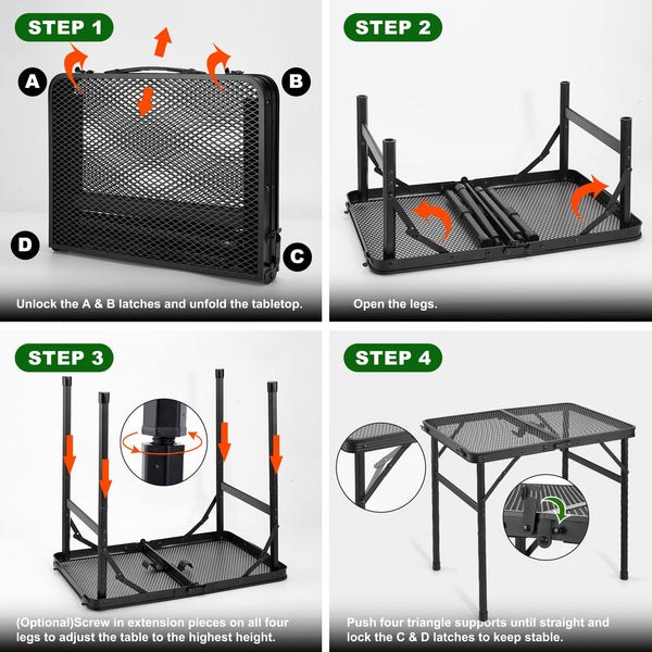 Odoland Portable Camping Table Ultralight Aluminum Folding Picnic Table Small Camp Table for Beach Hiking Backpacking Outdoor Indoor Picnic RV BBQ Black