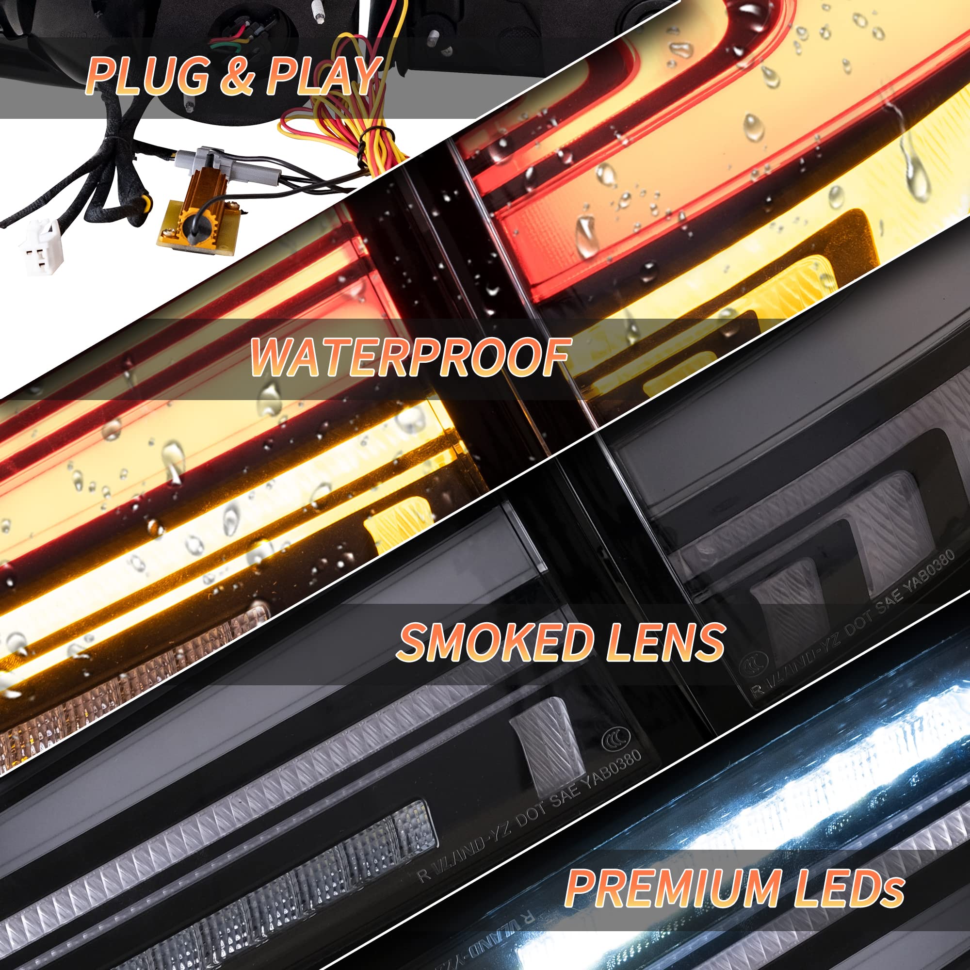 VLAND Motor LED Rear Lights compatible with RX270, RX330, RX350 F Sport, RX400h, RX450h, RX450hl 2010-2015, w/Amber Sequential Indicator, Driver & Passenger Side - Clear