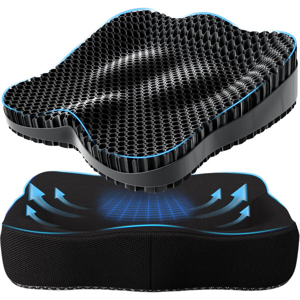 Tsmertor Gel Seat Cushion for Office Chair, Car Seat Cushion Chiar Ergonomic Anti-Slip Gel Non-Slip Seat Back Butt Support Cushion, Tailbone, Sciatica