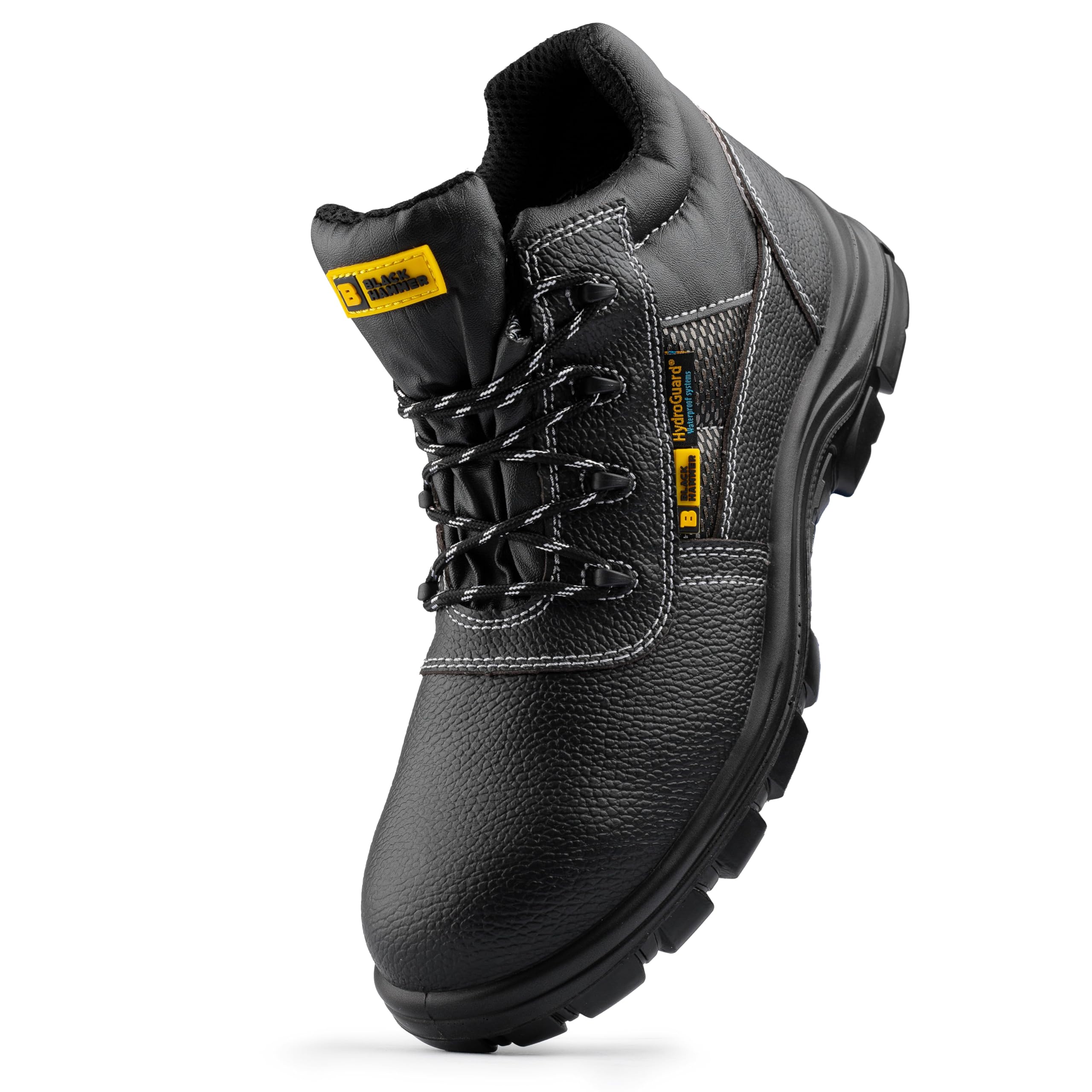 Black Hammer Comfortable Waterproof Steel Toe Caps Safety Boots Lightweight, Durable, Non-Slip Work Shoes for Work & Outdoor Activities 1007